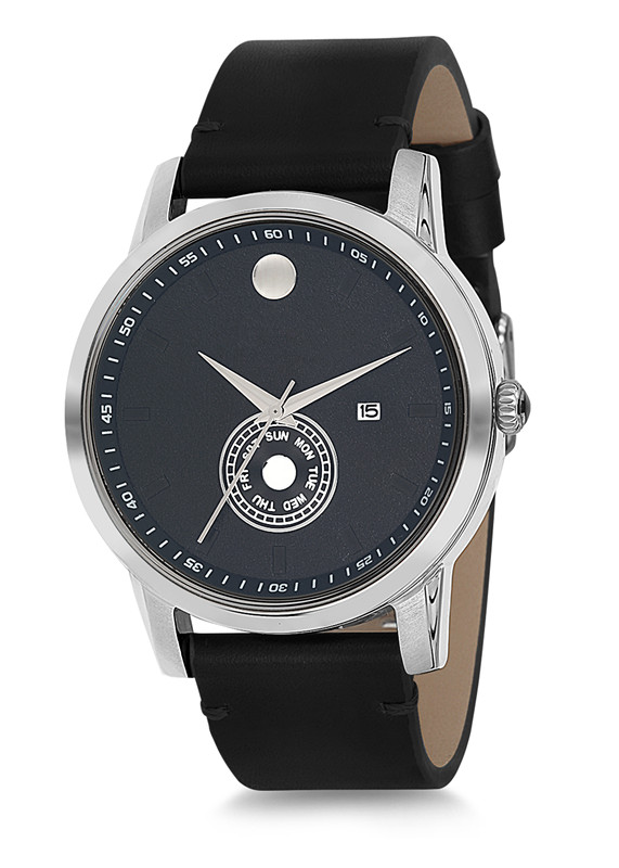 men watch with leather band