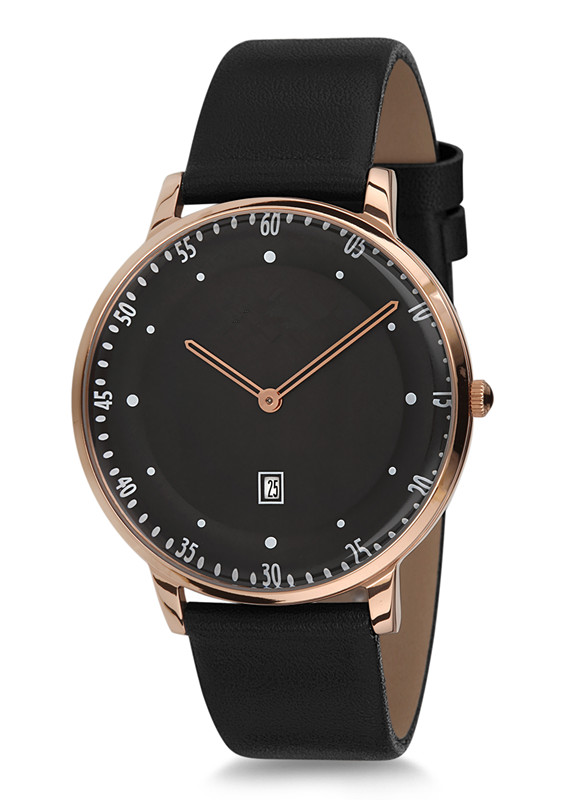 men watch with leather band