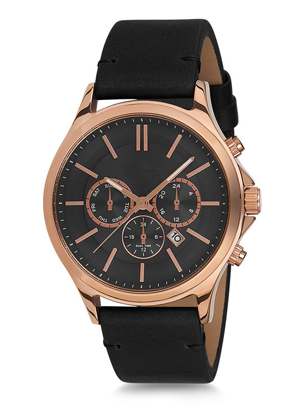 men watch with leather band