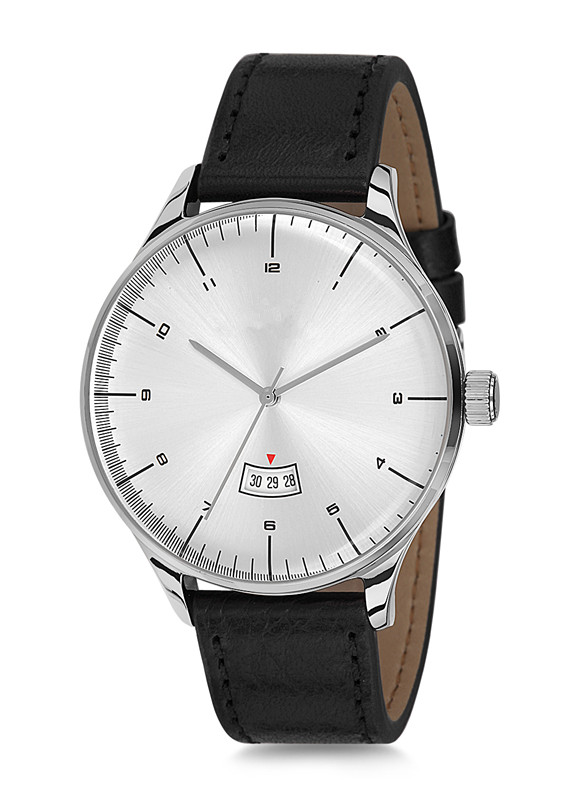 men watch with leather band