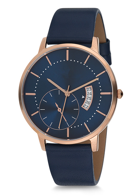 men watch with leather band