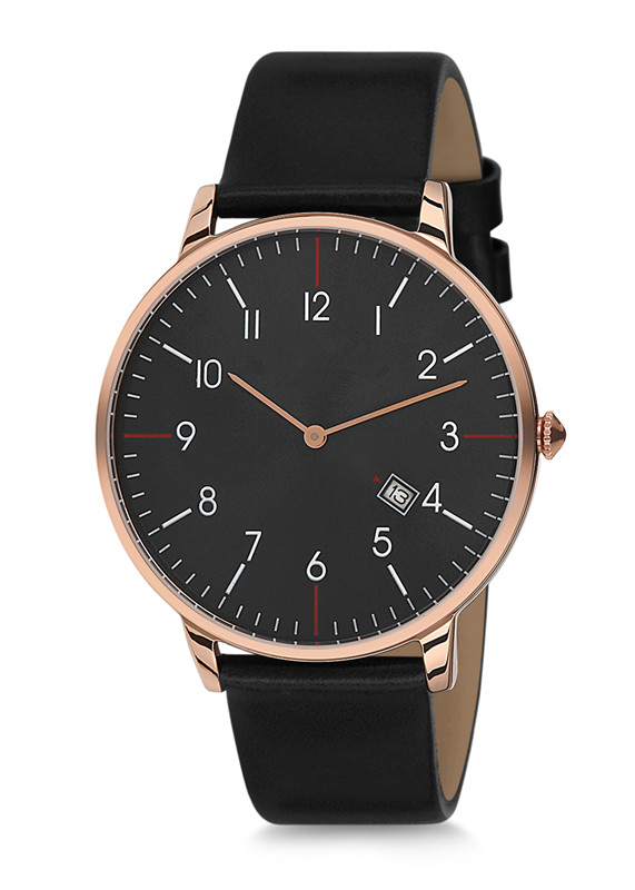 men watch with leather band